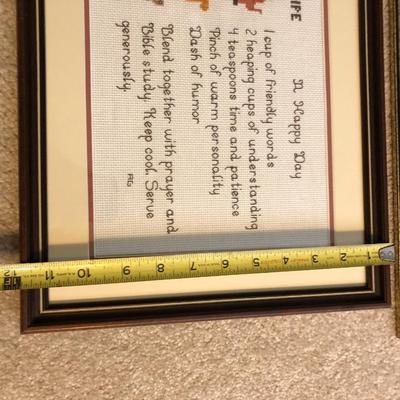 Two Handmade Cross Stitch Wall Hangings -Lot 136
