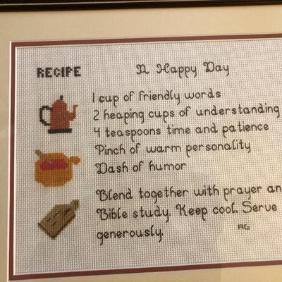Two Handmade Cross Stitch Wall Hangings -Lot 136