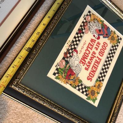 Two Handmade Cross Stitch Wall Hangings -Lot 136