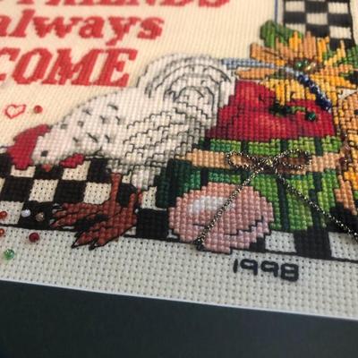 Two Handmade Cross Stitch Wall Hangings -Lot 136