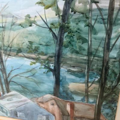Framed Water Color approx. 27â€ x 23â€ -Lot 137