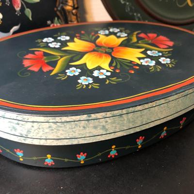 Hand Painted & Signed Plate, Tray & Box -Lot 139