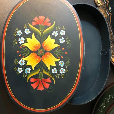 Hand Painted & Signed Plate, Tray & Box -Lot 139