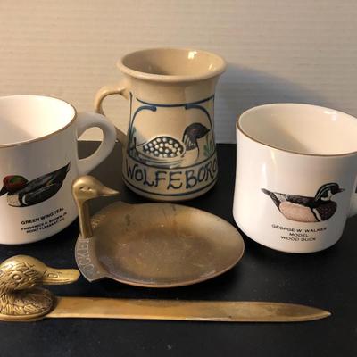 Mallard Duck Lot - Mugs, Brass Change Holder, Letter Opener -Lot 143