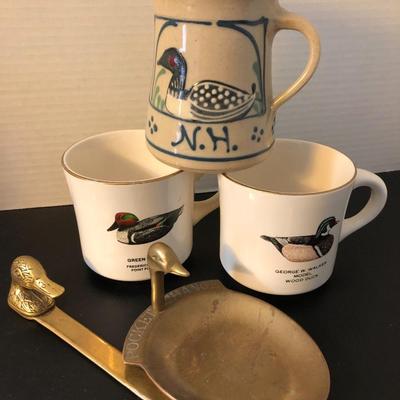 Mallard Duck Lot - Mugs, Brass Change Holder, Letter Opener -Lot 143