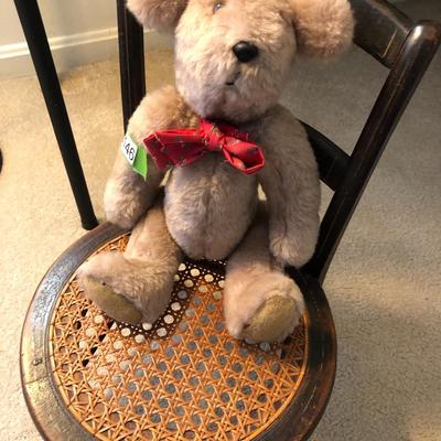 Antique Miniature Cain Chair and Teddy Bear ðŸ§¸ -Lot 146