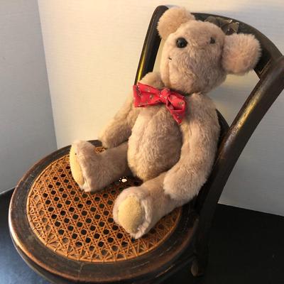 Antique Miniature Cain Chair and Teddy Bear ðŸ§¸ -Lot 146