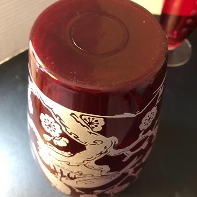 Tall Vases / Colored Glass -Lot 148