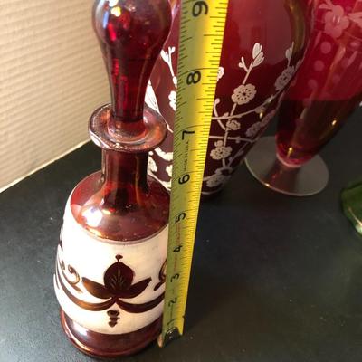 Tall Vases / Colored Glass -Lot 148