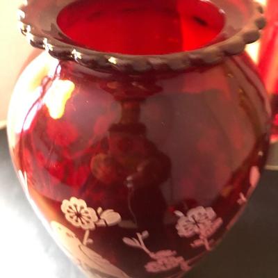 Tall Vases / Colored Glass -Lot 148