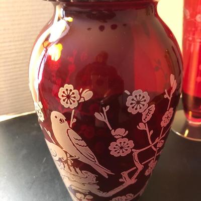 Tall Vases / Colored Glass -Lot 148
