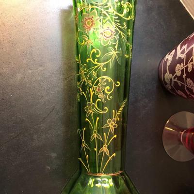 Tall Vases / Colored Glass -Lot 148