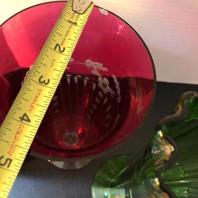 Tall Vases / Colored Glass -Lot 148