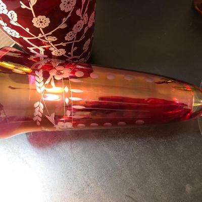 Tall Vases / Colored Glass -Lot 148