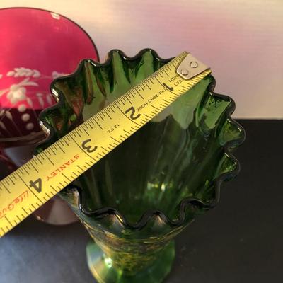 Tall Vases / Colored Glass -Lot 148