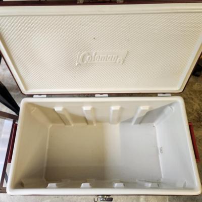 Vintage Coleman Steel Belted 80 Cooler Burgundy 1988