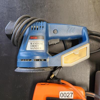 lot of 3 Power tools Black & Decker Drill ,Saber Saw  Ryobi Orbit Sander