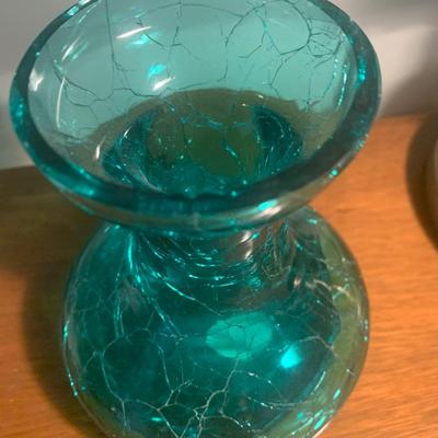 Gillinder Green Crackle Glass Vase Lot 201