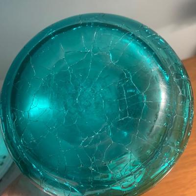 Gillinder Green Crackle Glass Vase Lot 201