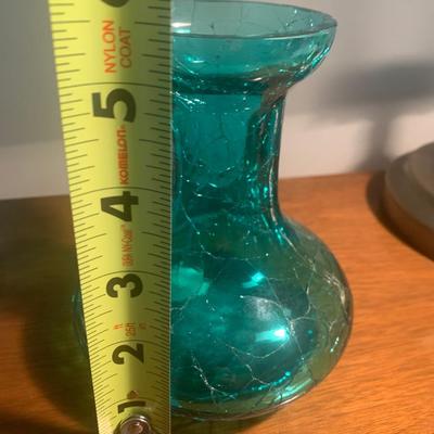 Gillinder Green Crackle Glass Vase Lot 201