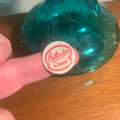Gillinder Green Crackle Glass Vase Lot 201