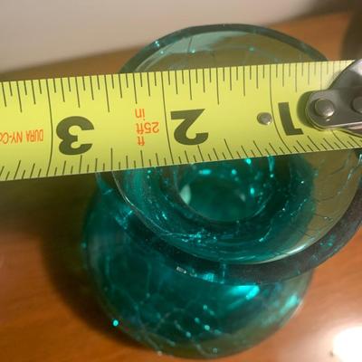 Gillinder Green Crackle Glass Vase Lot 201