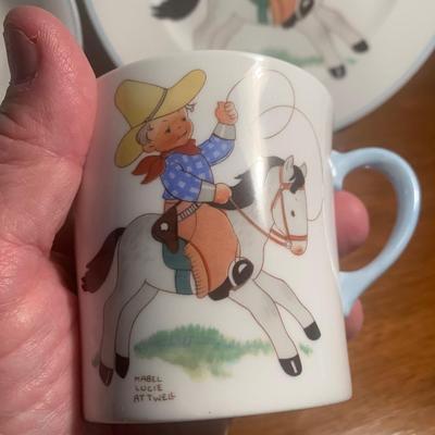 Shelley Fine Bone China Vintage Cowboy Childâ€™s Set Lot 202