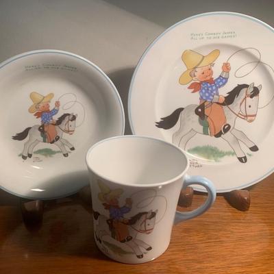Shelley Fine Bone China Vintage Cowboy Childâ€™s Set Lot 202