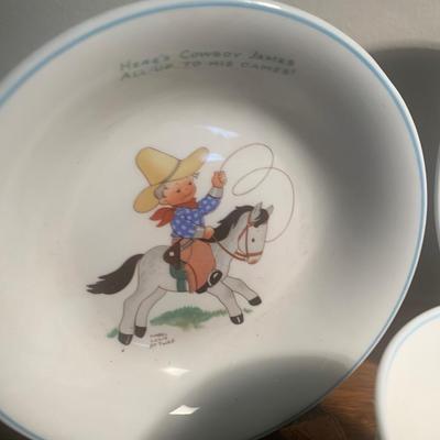 Shelley Fine Bone China Vintage Cowboy Childâ€™s Set Lot 202
