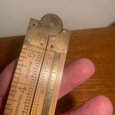 Lufkin #372 Antique Brass & Wood Folding Ruler