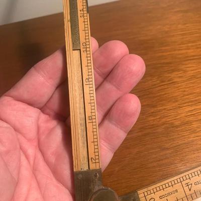 Lufkin #372 Antique Brass & Wood Folding Ruler