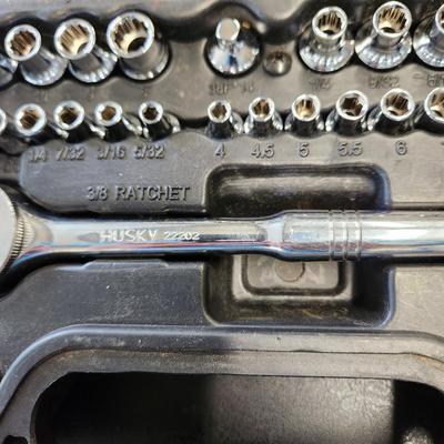 lot of 3 tool Cases Glue Gun Stapler, Drivers , Husky Socket set