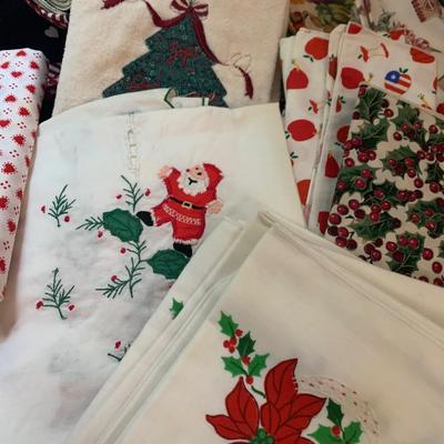 Large Holiday Dining Linens Lot Table Runners Napkins Placemats - Lot 210
