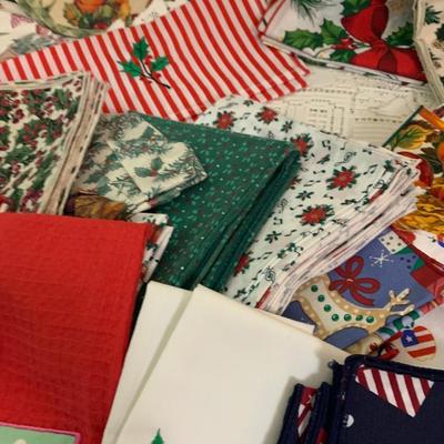 Large Holiday Dining Linens Lot Table Runners Napkins Placemats - Lot 210