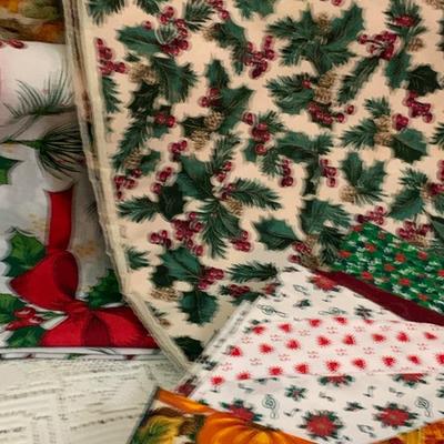 Large Holiday Dining Linens Lot Table Runners Napkins Placemats - Lot 210