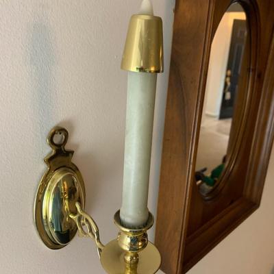 Wall Mirror and Brass Wall Candle Sconces Lot 209