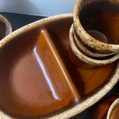 Large Lot Vintage USA Hull Pottery Oven Proof  Brown Drip Glazed Cookware Lot 216