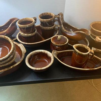 Large Lot Vintage USA Hull Pottery Oven Proof  Brown Drip Glazed Cookware Lot 216