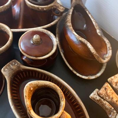 Large Lot Vintage USA Hull Pottery Oven Proof  Brown Drip Glazed Cookware Lot 216