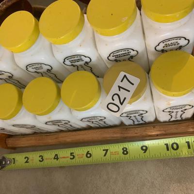 Vintage MCM 12 Piece Milk Glass Spice Set & Rack Lot 217