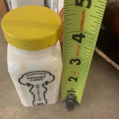 Vintage MCM 12 Piece Milk Glass Spice Set & Rack Lot 217