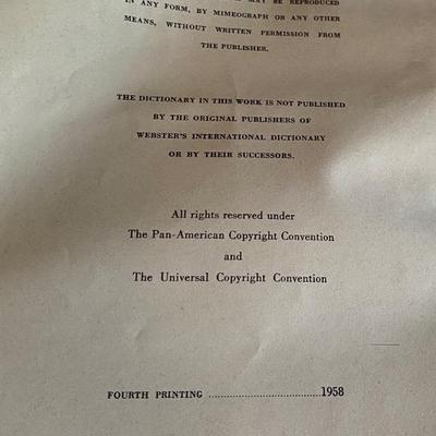 1958 Websters Dictionary
