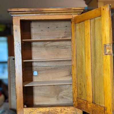 Antique Vintage Primitive Wood Storage Cabinet Cupboard