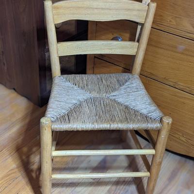 Set of 4  Vintage Wicker Seat Church Chairs