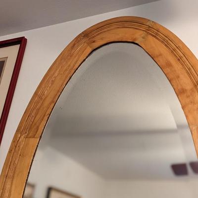 Beautiful Wood Framed Oval, Beveled Mirror