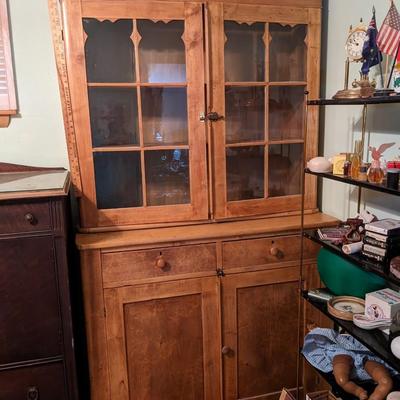 Vintage 2 Piece Maple Kitchen Cabinet