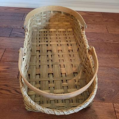 Signed Woven Oak Basket with Solid Oak Handles (GR-DW)