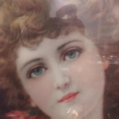 German Round Hanging Portrait of Girl - 7 1/2 inches diameter