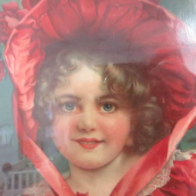 German Round Hanging Portrait of Girl wearing a Hat