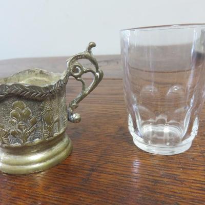 French Arcoroc Tea Set - 6 Glasses with holders, Tray, Bowl